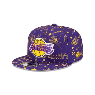 Sapca New Era Los Angeles Lakers NBA Doodle 9FIFTY Snapback - Violet